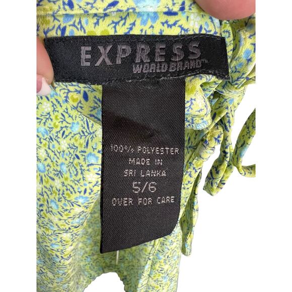 Express Green Sun Dress Y2K 90s Style 5 / 6 Grunge Retro Floral Sundress - Picture 10 of 10